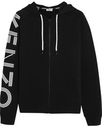 Kenzo Printed Cotton Jersey Hooded Top Black