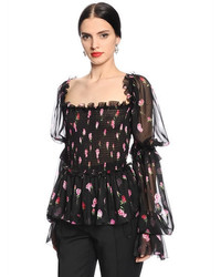 Dolce & Gabbana Roses Printed Voile Blouse