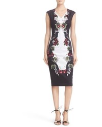 Ted Baker London Bejewelled Shadows Print Front Body Con Dress