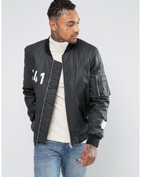 Asos Bomber Jacket In Waxed Cotton With Print