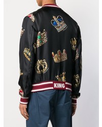 Dolce & Gabbana Crown Print Bomber Jacket