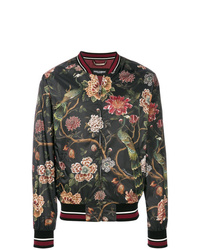 Dolce & Gabbana Floral Peacock Print Bomber Jacket