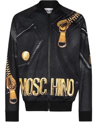 Moschino Logo And Zip Print Bomber Jacket