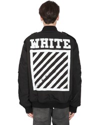 Off-White Stripes Printed Canvas Bomber Jacket