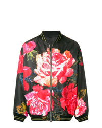 Alexander McQueen Rose Print Bomber Jacket