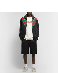 Gucci Webbing Trimmed Logo Print Tech Jersey Track Jacket