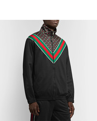 Gucci Webbing Trimmed Logo Print Tech Jersey Track Jacket