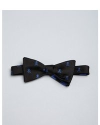 Countess Mara Black And Blue Skull And Stripe Print Monroe Reversible Bow Tie