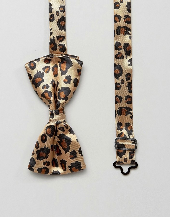 Leopard Print Unisex Adjustable Bowtie & Leopard Adjustable Suspenders Combo-ve6 