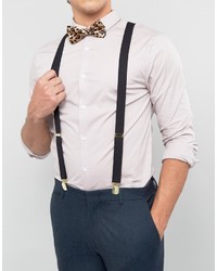 Pink Black Tips Bow tie & Pink Black Leopard Animal Print Suspenders Combo-New! 