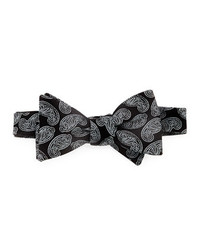 Neiman Marcus Paisley Silk Bow Tie Black