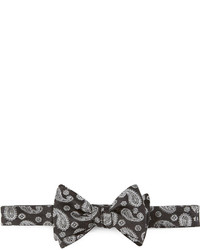 Neiman Marcus Paisley Print Silk Bow Tie Blacksilver