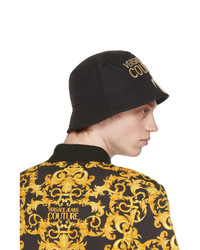 VERSACE JEANS COUTURE Black And Gold Logo Bucket Hat