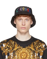 VERSACE JEANS COUTURE Black Iconic Logo Bucket Hat