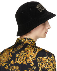 VERSACE JEANS COUTURE Black Velvet Logo Bucket Hat