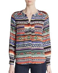 Collective Concepts Mixed Print Button Front Blouse