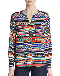 Collective Concepts Mixed Print Button Front Blouse