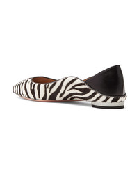 Aquazzura Zen Zebra Print Calf Hair Collapsible Heel Point Toe Flats