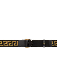 Versace Black And Gold Greca Belt