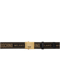Moschino Black And Gold Printed Belt