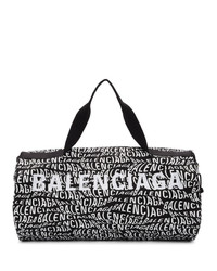 Balenciaga Black And White Logo Wave Gym Bag