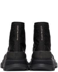 Alexander McQueen Black Floral Tread Slick High Sneakers