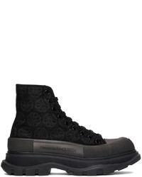 Alexander McQueen Black Floral Tread Slick High Sneakers