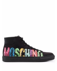 Moschino Logo Print High Top Sneakers