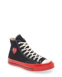 Comme Des Garcons Play X Converse Chuck Taylor Hidden Heart Red Sole High Top Sneaker In Black At Nordstrom