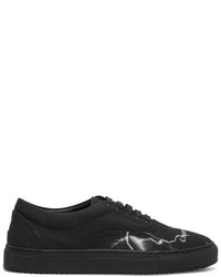 Black Print Canvas Low Top Sneakers