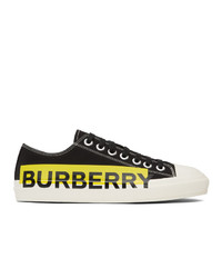 Burberry Black And Yellow Gabardine Larkhall Sneakers