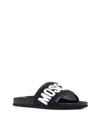Moschino Logo Lettering Leather Slides