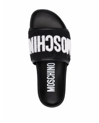 Moschino Logo Lettering Leather Slides