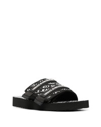 VERSACE JEANS COUTURE Touch Strap Logo Print Sandals