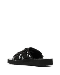 VERSACE JEANS COUTURE Touch Strap Logo Print Sandals