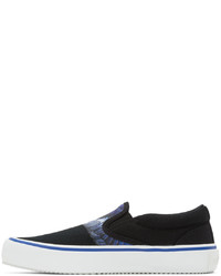 Marcelo Burlon County of Milan Black Blue Wings Slip On Sneakers