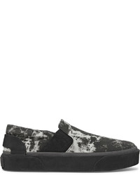 Lanvin Rubber Trimmed Printed Canvas Slip On Sneakers