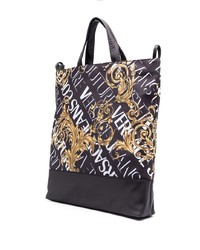VERSACE JEANS COUTURE Barocco Print Logo Patch Tote Bag