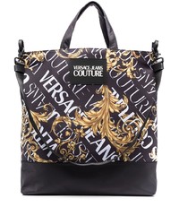 VERSACE JEANS COUTURE Barocco Print Logo Patch Tote Bag