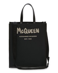 Alexander McQueen Graffiti Logo Northsouth Canvas Tote In Blackoff White At Nordstrom