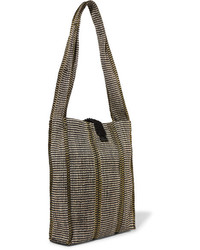 Carolina Santo Domingo Juta Tasseled Metallic Striped Jute Tote