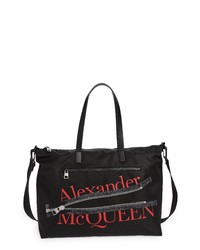 Alexander McQueen Zip Graphic Nylon Tote In Blackred At Nordstrom