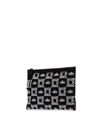 Dolce & Gabbana Black Crown Print Canvas Pouch Bag