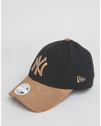 New Era 9 Forty Cap In Black With Contrast Suede Peak