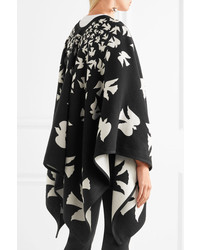 Alexander McQueen Reversible Intarsia Wool And Cashmere Blend Cape Black