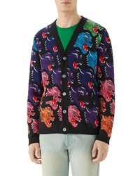 Gucci Allover Panther Wool Cardigan