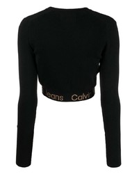 Calvin Klein Jeans Intarsia Knit Logo Cropped Cardigan