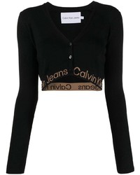 Calvin Klein Jeans Intarsia Knit Logo Cropped Cardigan