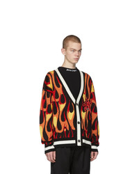 Palm Angels Multicolor Wool Flames Cardigan