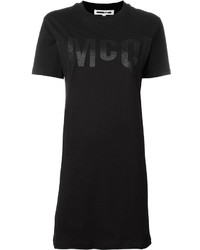 MCQ Alexander Ueen Hologram Logo Print T Shirt Dress